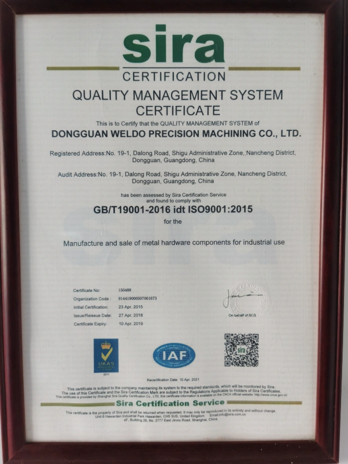 weldo iso 9001 certificationn