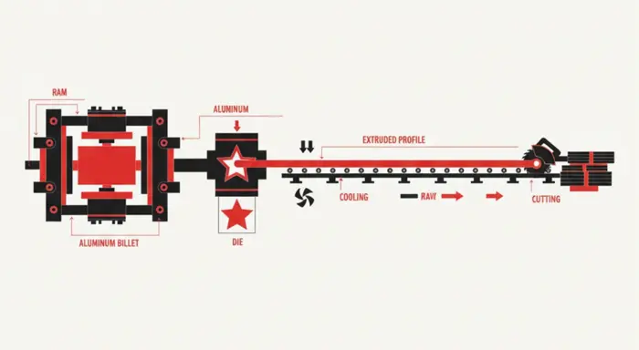 Schematic Diagram of Aluminum Extrusion Processing