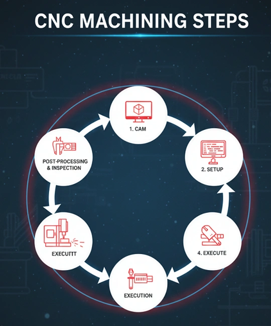 étapes de l'usinage CNC