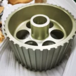 5 axis machined belt pulley with hard gold anodizing