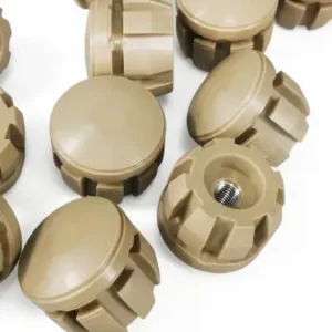 PEEK hand tightening nuts with embedded threads