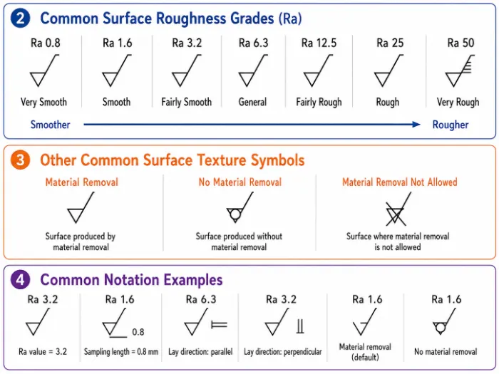 Classe et symbole de rugosité de surface