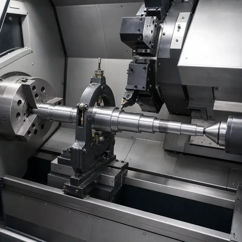 Mecanizado CNC de torneado y fresado para un eje escalonado