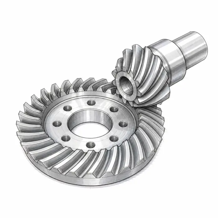 Engrenage conique sur mesure pour transmission à angle de renvoi