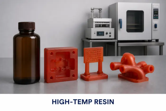 High-Temperature Resin material and sample parts for 3D printing