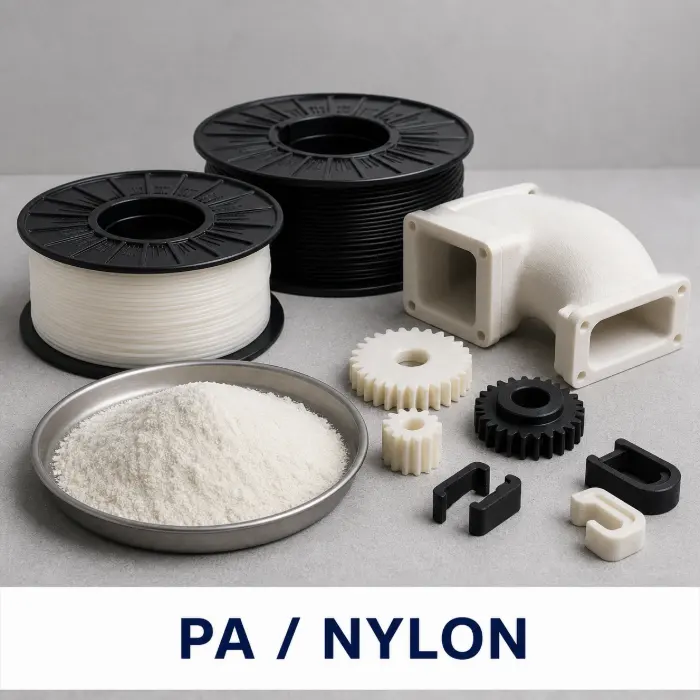PA / Nylon material and sample parts for 3D printing
