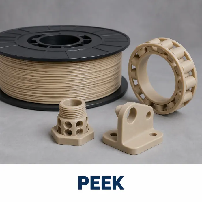 PEEK material and sample parts for 3D printing
