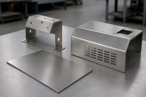 Brushed stainless steel sheet metal enclosures and brackets