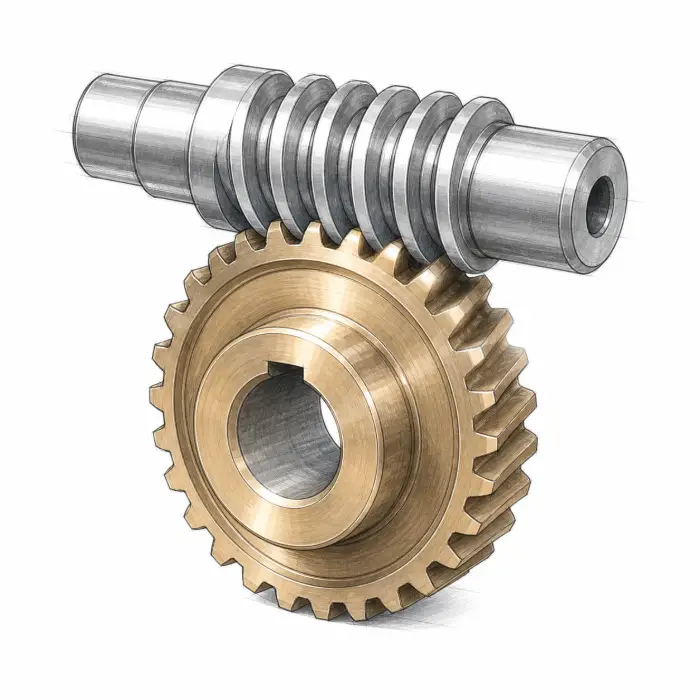 Engrenage à vis sans fin et roue à vis sans fin en bronze sur mesure pour transmission à axes obliques