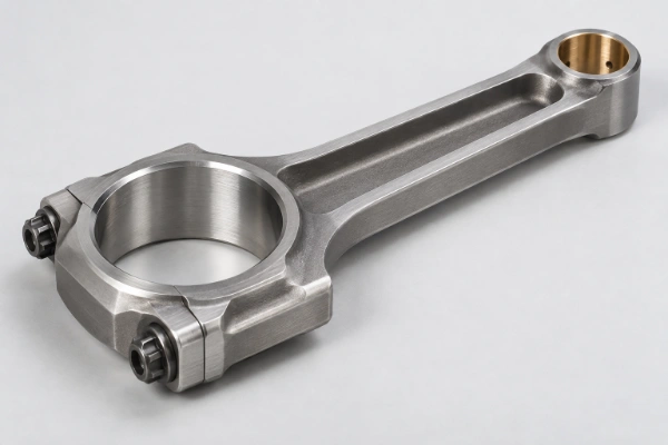 Steel connecting rod with machined bores