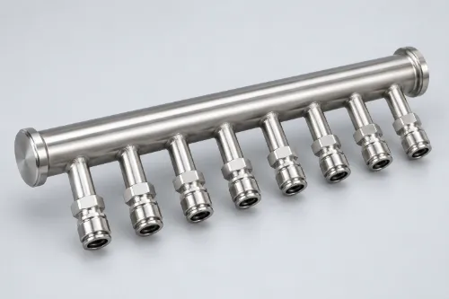 Welded stainless steel water manifold assembly