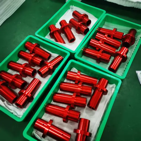 custom 6082 aluminum part with red anodize