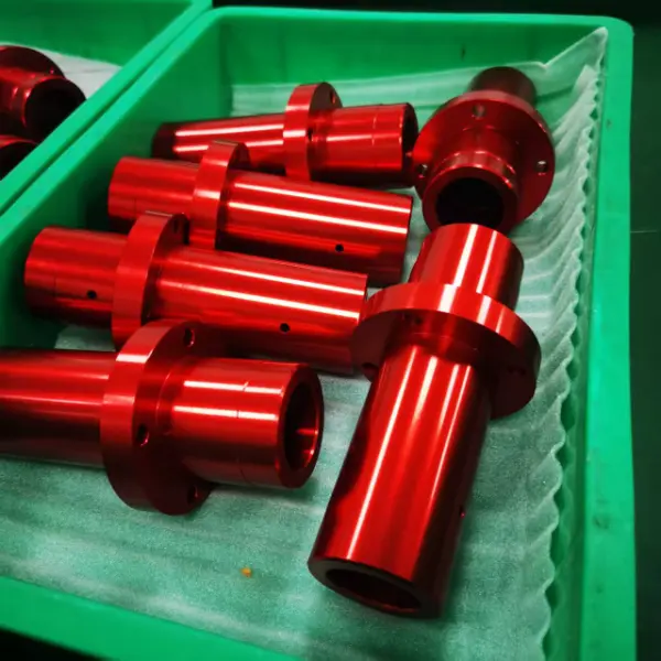 Red anodized 6082 aluminum shaft