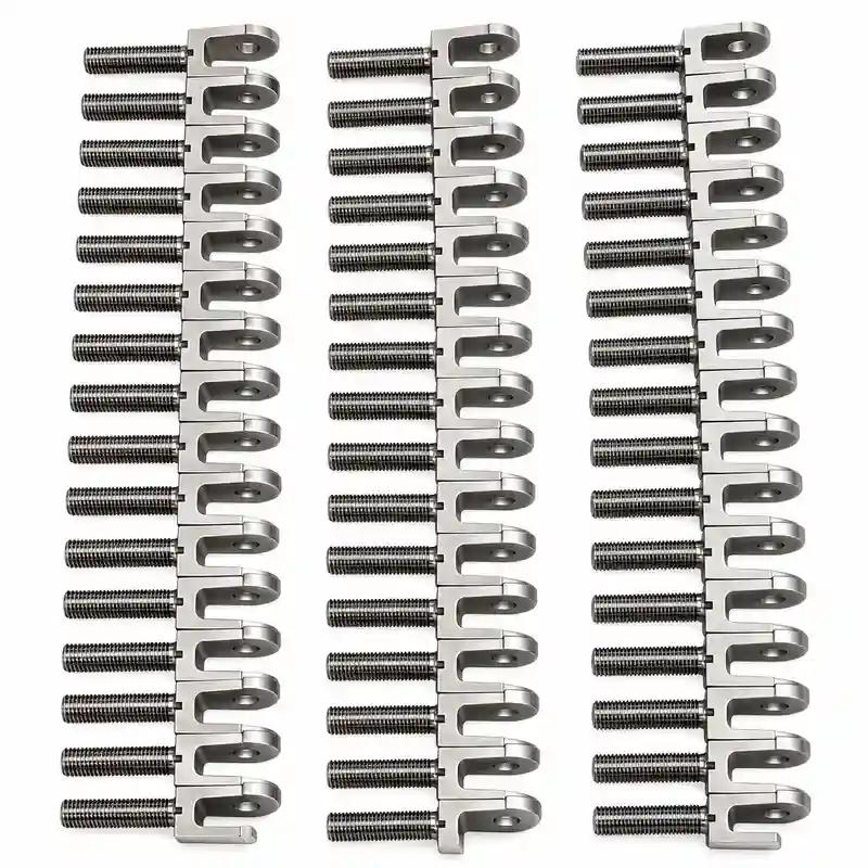 Batch of CNC-machined stainless steel clevis parts