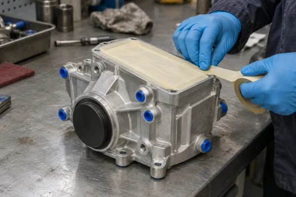 Masking parts before sandblasting