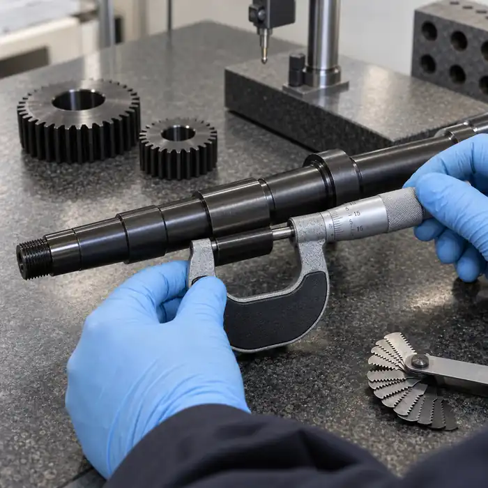 Dimensional inspection of a black oxide coated precision steel shaft
