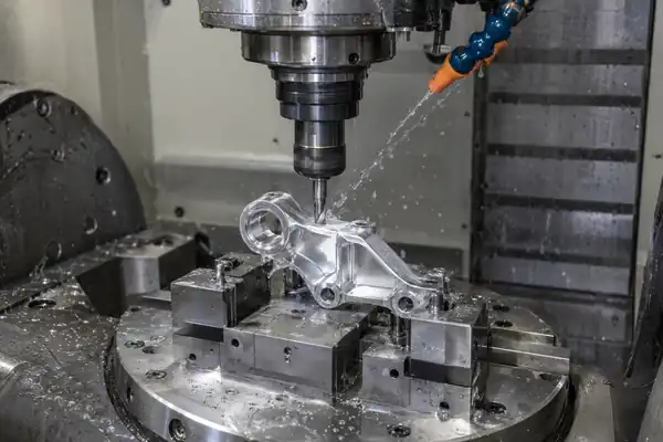 Five-axis CNC machining an aluminum bracket