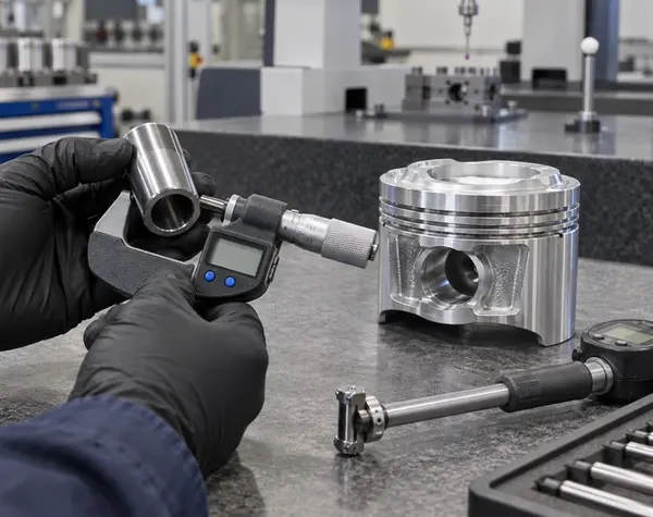 Size check of a machined piston part